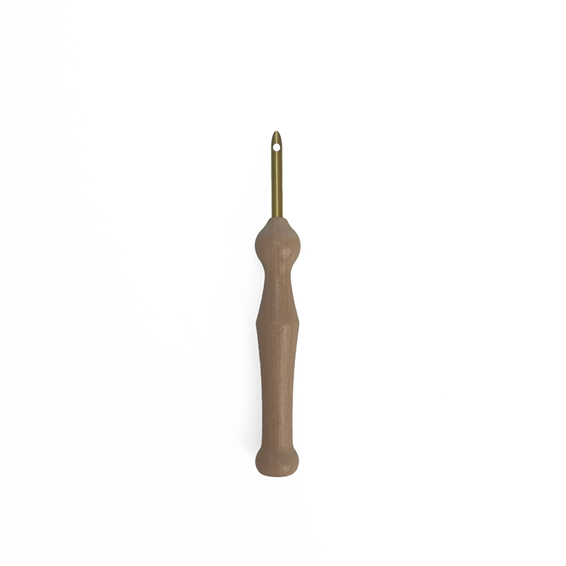 Punch Needle Fixed 5mm - Brass #50 Punch needle fixed 5mm with a non-adjustable 3.8cm long brass tip and wooden handle