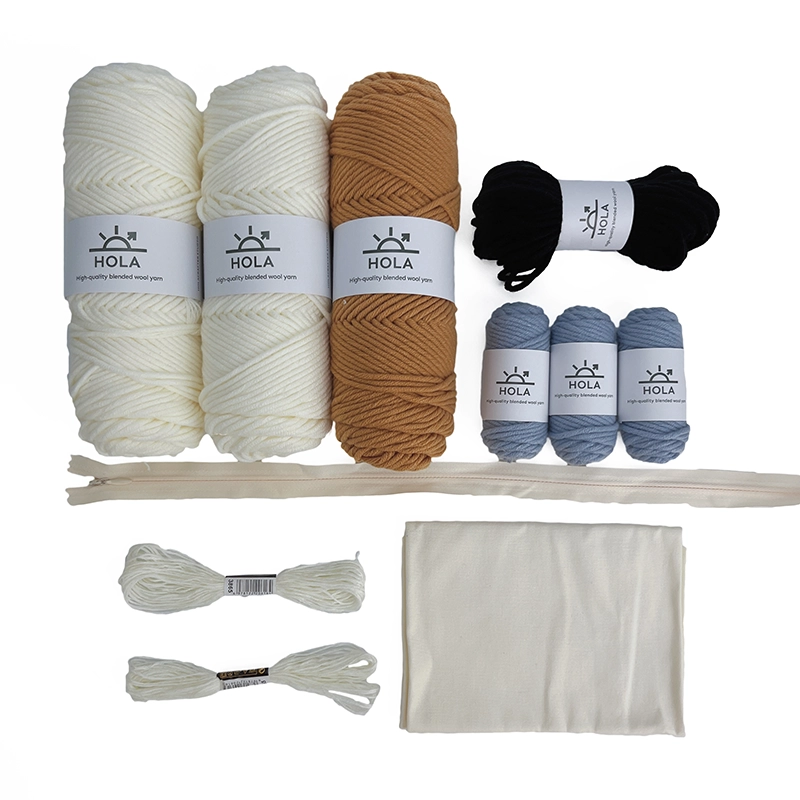 holakits-punch-needle-pillow-kit-white-flowers-supplies Punch Needle Pillow Kit | White Flowers