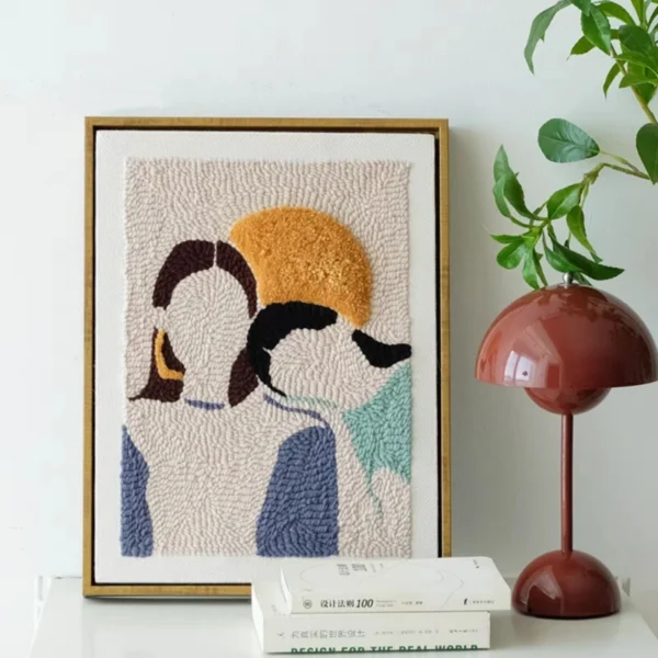 Bestie-Themed Punch Needle Wall Art Kit for Gifting Framed punch needle wall art of two best friends with a sun, ideal as a creative and thoughtful bestie gift