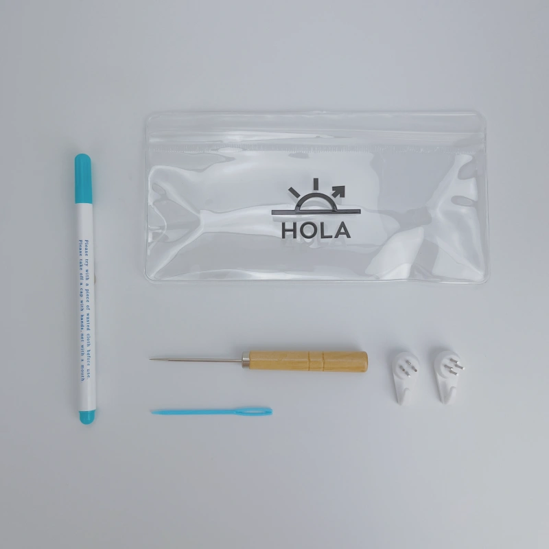 Showing accessory tools included in the Wall Art Series punch needle kit.